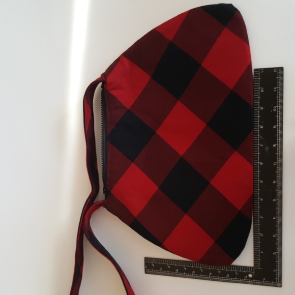 Wool Buffalo Plaid Check Red Black Curvy Shoulder Bag Romantic Hand Made OOAK - Picture 6 of 8